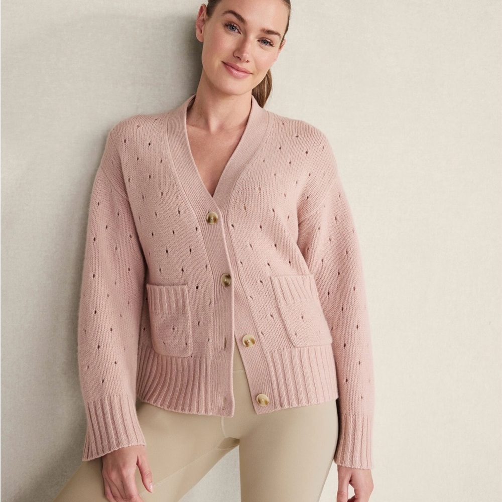 NWOT New Haven Well Within Cashmere Pointelle Cardigan Size M